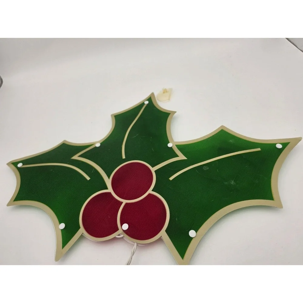 Vtg Holiday Time Lighted Holly Indoor/Outdoor 22